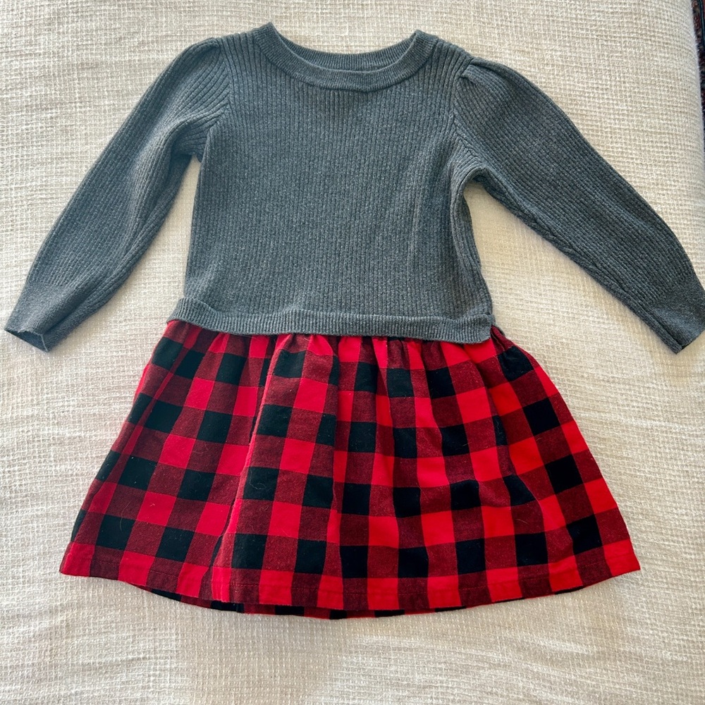Baby Gap Buffalo Plaid Ribbed Sweater Dress